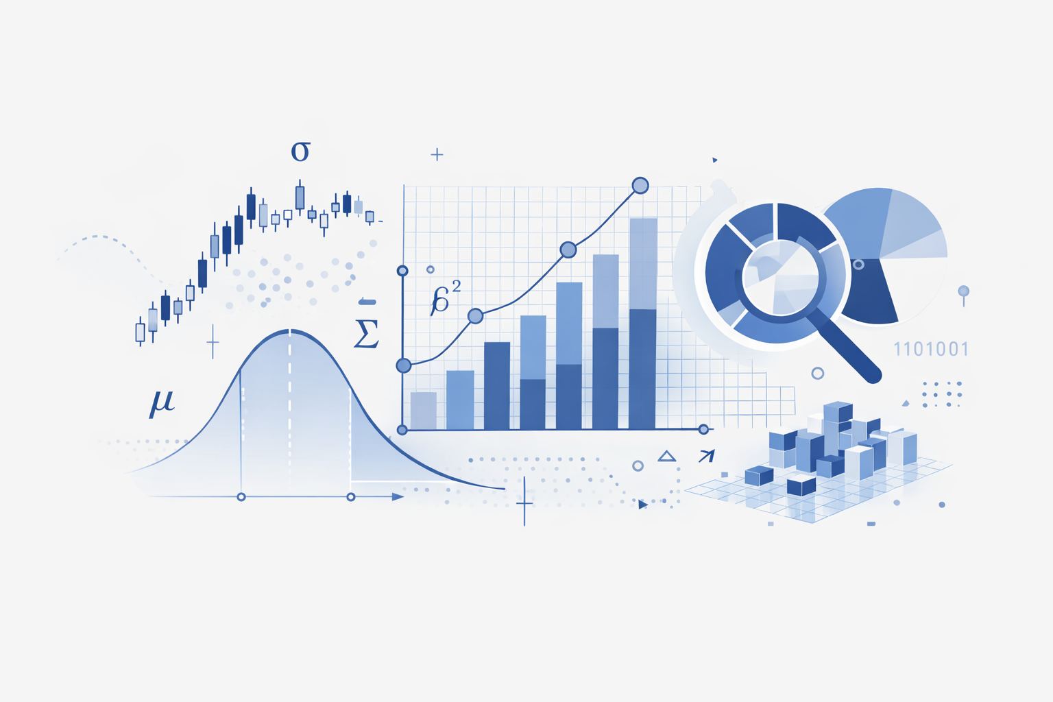Abstrakte Illustration zu quantitativer Analyse, Risiko und Finanzmärkten